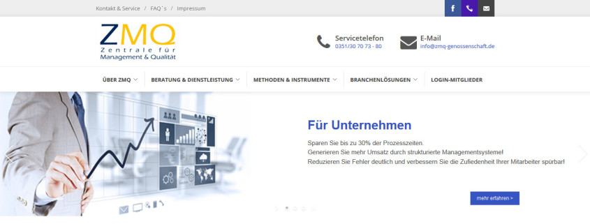 Neugestaltung der Webseite für die Zentrale für Management & Qualität