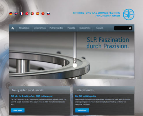 Screenshot der Startseite www.slf-fraureuth.de