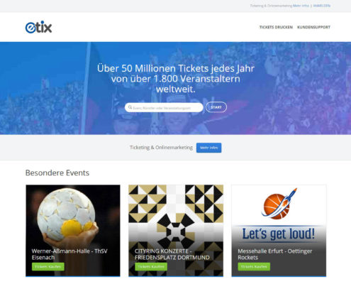Die Webseite von etix.com