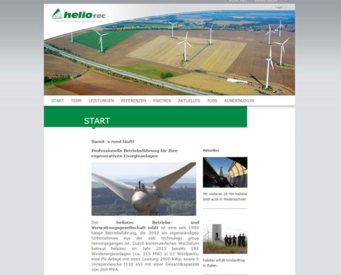 Die Webseite der heliotec Betriebs- und Verwaltungsgesellschaft mbH