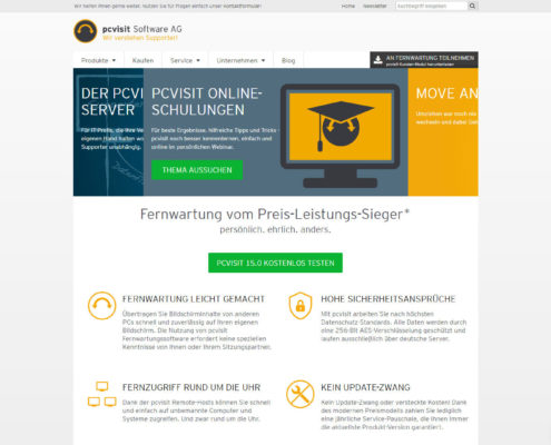 Die Webseite der pcvisit Software AG